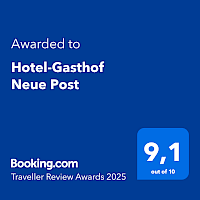 Booking.com Award 2025 für den Hotel-Gasthof Neue Post